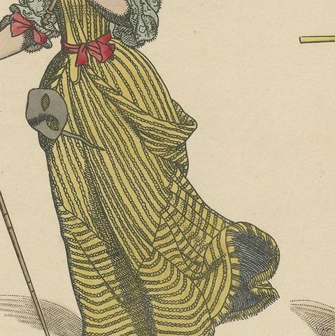 Antique Print of French Ladies by Jacquemin 'c.1870', close-up 1