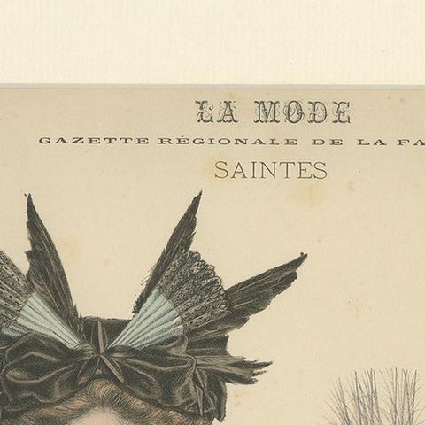 Pl. 20 Antique Fashion Print of Ladies with Hats 'c.1895', close-up 1