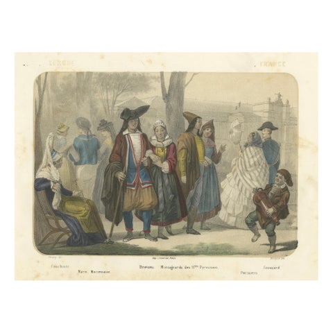 French Regional Costumes, Bretons, Parisians and Savoyard, c.1845