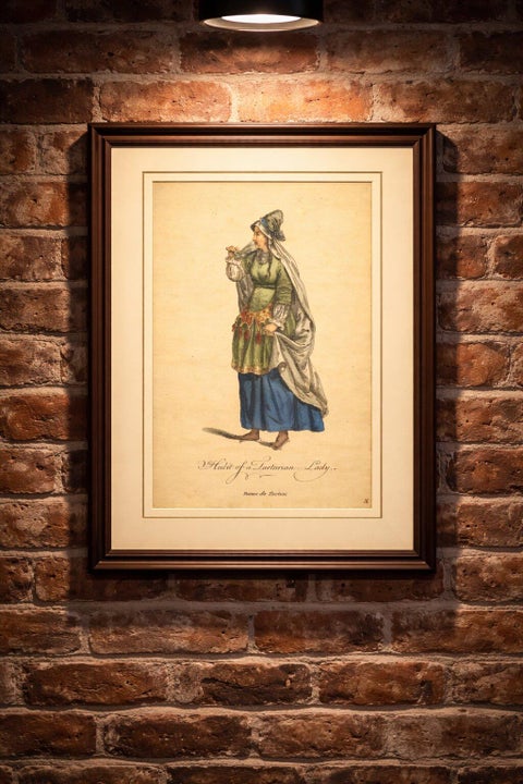 Tartar Princess Costume Study, Elegant Hand-Colored Engraving, 1749, view 4