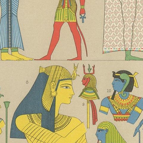 Antique Print of Ancient Egyptian Costumes by Racinet, 1888, close-up 2