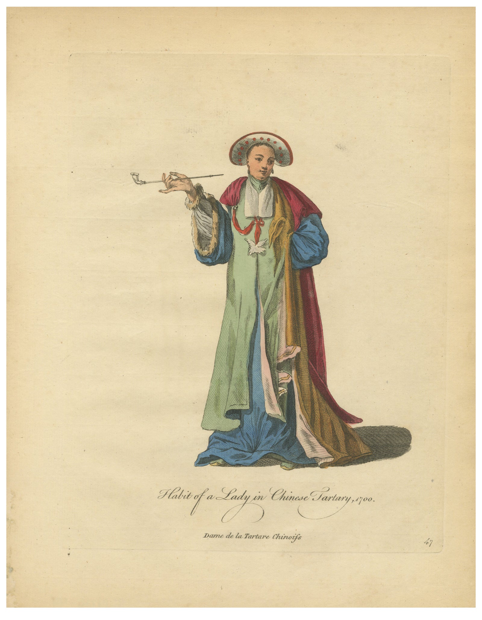 Antique Costume Print Lady in Chinese Tartary Jefferys, 1749