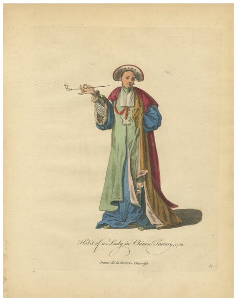 Antique Costume Print Lady in Chinese Tartary Jefferys, 1749