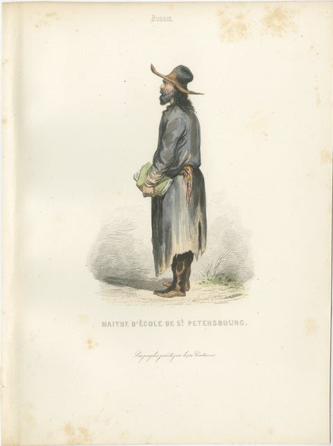 Russian Traditional Costumes and Trades, Set of Four Antique Prints, circa 1850, view 4