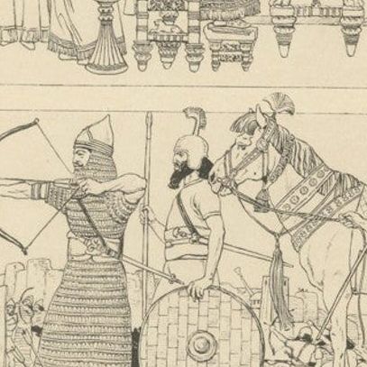 Set of 3 Antique Assyrian Costume and Culture Plates by Max Tilke, c.1900, close-up 3