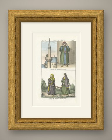 The Muezzin Calling to Prayer and Women of Smyrna and Salonica, 1842, shown framed