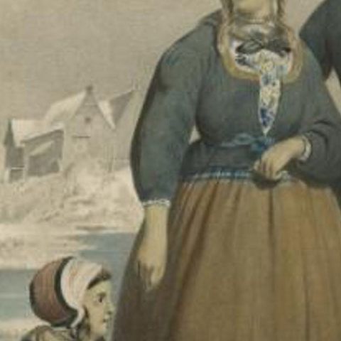 Antique Costume Print of the Province of Noord-Holland, Marken, Holland, ca 1857, close-up 2