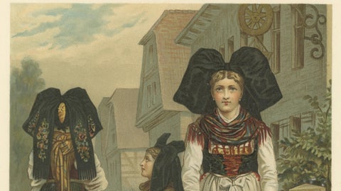 Alsace Folk Costume, Griesheim, Traditional Dress, c.1875, close-up 3