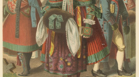Pomeranian Traditional Costume Chromolithograph, Weizacker, c.1875, close-up 4