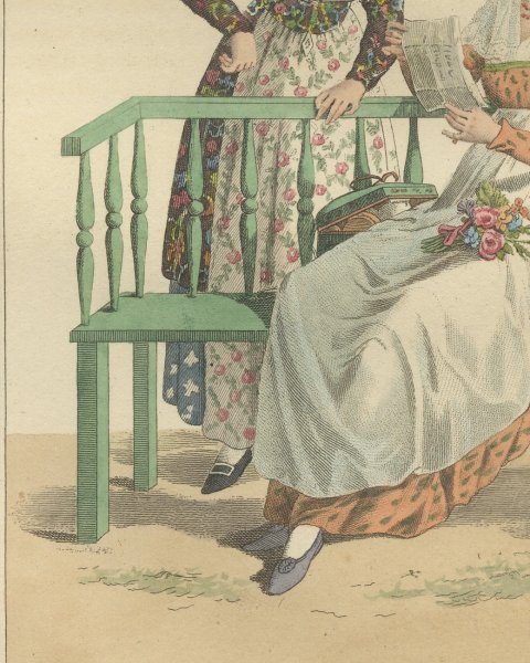 A Letter, Sweets and a Posy, Dutch Costume Print, Maaskamp, 1811, close-up 2