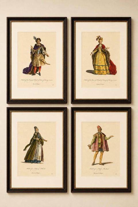 Polish Royal & Noble Costume Engravings, Hand-Colored Set of 4, 1749, view 7