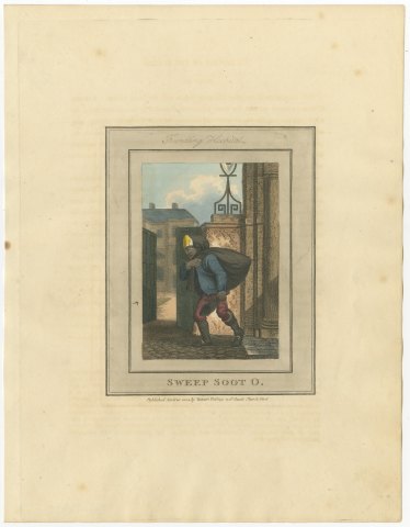 Chimney Sweep with Soot Bag at the Foundling Hospital, Cries of London, 1804, view 2