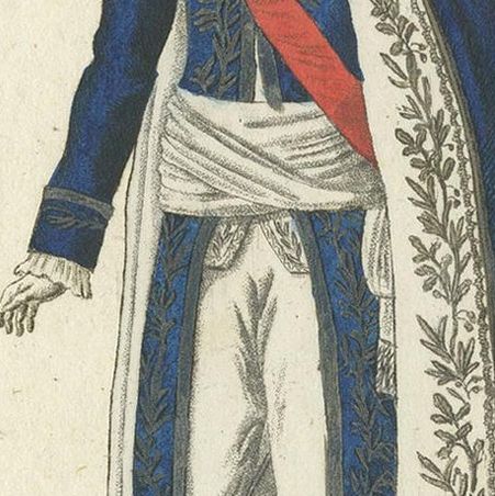 Antique Costume Print of a French minister, circa 1810, close-up 2