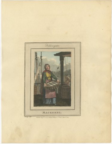 Mackerel Seller at Billingsgate, Cries of London, 1804, view 2