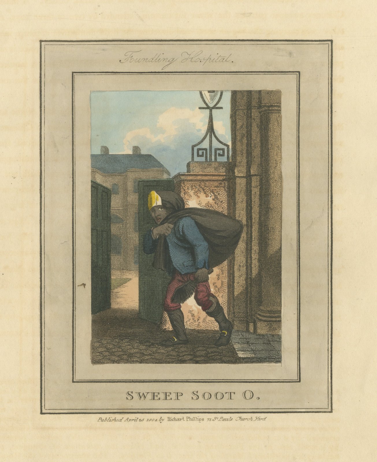 Chimney Sweep with Soot Bag at the Foundling Hospital, Cries of London, 1804