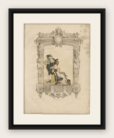 French Directoire Costume Lithograph, Under the Directory 1797, Published 1847, shown framed