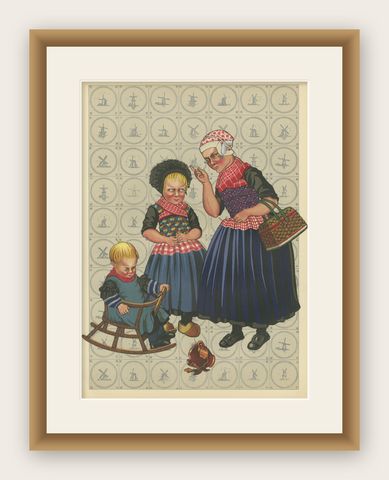 Charming Gelderland Costumes from Nunspeet and Hierden in Holland, ca. 1932, shown framed