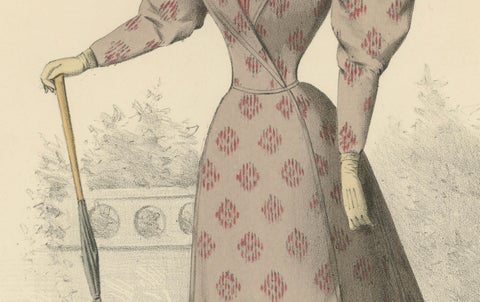 Refined Elegance: 1889 Fashion Lithograph by Michau, the Exposition Universelle, close-up 2
