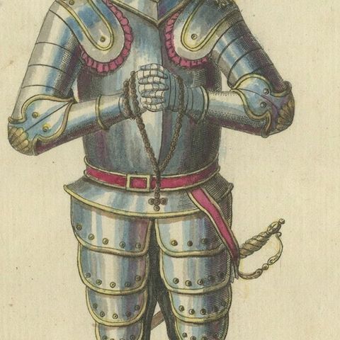 Knight of the Teutonic Order: 1791 Hand-Colored Engraving in Reception Attire, close-up 5