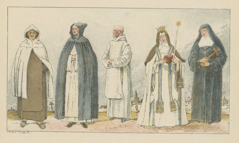 Catholic Religious Costume Study, Hand-Colored Print, Published ca.1880, close-up 3