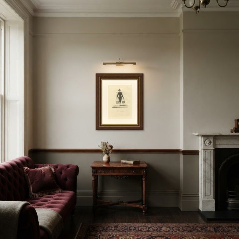 Milkman of Rotterdam with his Yoke, Antique Ackermann Print, 1817, shown framed in a room