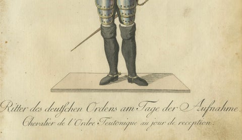 Knight of the Teutonic Order: 1791 Hand-Colored Engraving in Reception Attire, close-up 1