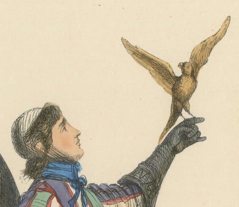The Noble Sport: A German Falconer in 'Costume du Moyen Âge, 1847, close-up 3