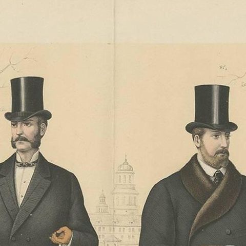 Original Antique Print of Men's Fashion, circa 1900, close-up 1