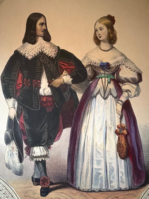 Louis XIII & Anne of Austria French Court Costume Lithograph, 1847, view 7