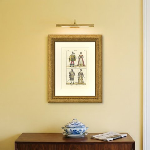 Courtier, Court Lady, Louis XIV and Maria Theresa of Austria, Lithograph, 1842, shown framed on a wall