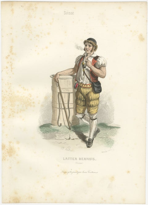 Four Antique Alpine Trades & Folk Costume Engravings, Switzerland & Tyrol, 1850, view 6