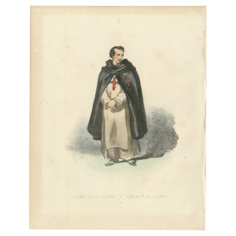 Antique Handcolored Print of a Reformed Redeemer in Ceremonial Robes, 1862