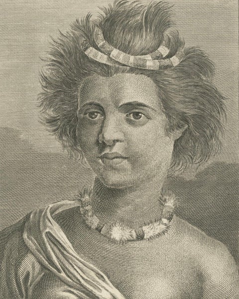 Portraits of Nobility from the Sandwich Islands (Hawaii), Published circa 1790, close-up 4
