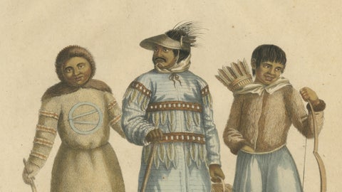 Nenet, Aleut & Inuit Costume Study, Brodtmann Lithograph, 1816, close-up 2