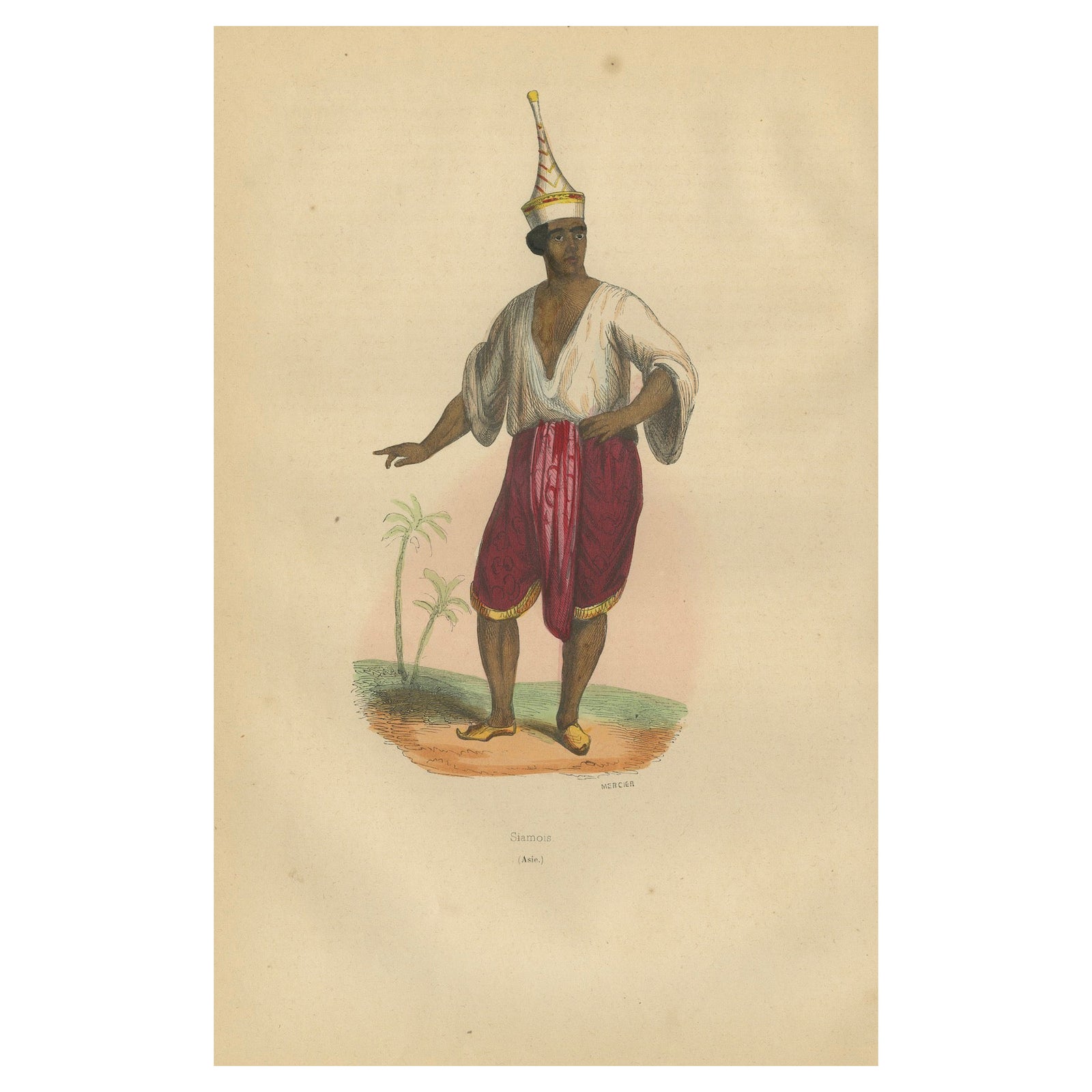 Traditional Siamese Attire: A 19th Century Ethnographic Portrait from Thailand