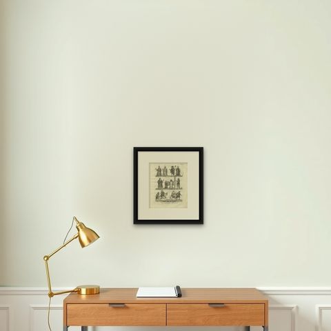 Traditional Egyptian Costumes, 18th-Century Ethnographic Engraving, shown framed on a wall