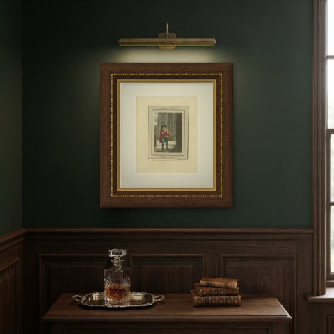 Boy Selling Matches at the Mansion House, Cries of London, 1804, shown framed on a wall