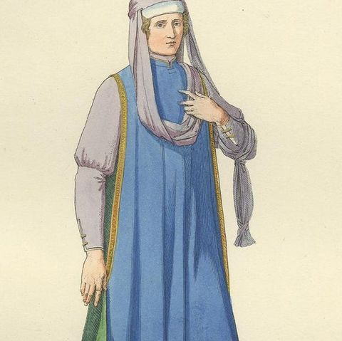 Antique Print of a Nobleman from Florence, 15th Century, by Bonnard, 1860, close-up 2