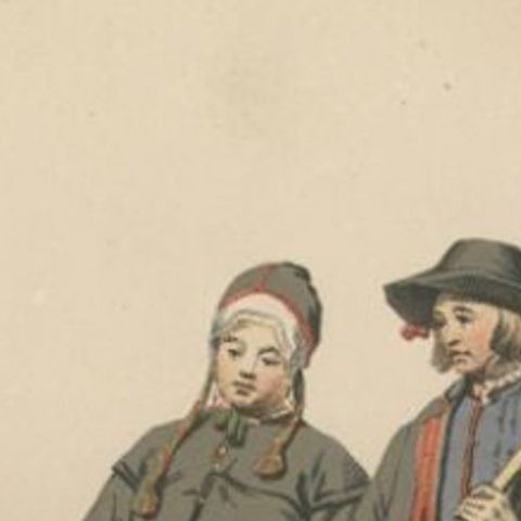 Antique Costume Print of Rättvik in Sweden by Sandberg, circa 1864, close-up 1