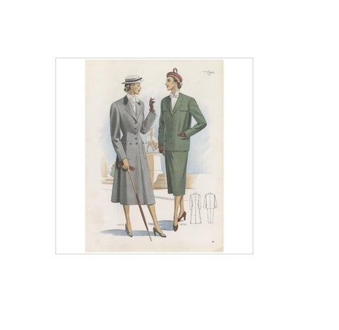 Vintage Fashion Print 'Pl. 14215' Published in Ladies Styles, 1951, view 2