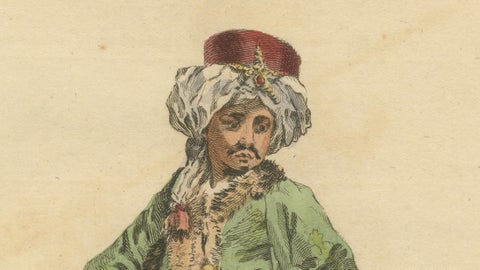 Habit of a Bashaw of Egypt, Elegant Ottoman Costume Engraving, 1749, close-up 5