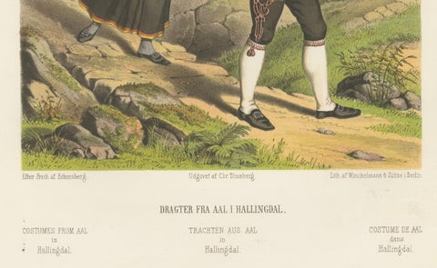Norwegian Folk Costumes from Aal in Hallingdal, Tønsberg Edition, 1860s, close-up 4