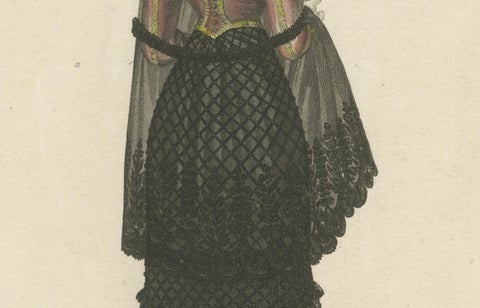 Spanish Woman from Madrid, Hand-Colored Engraving, Costume de divers Pays, 1820, close-up 4