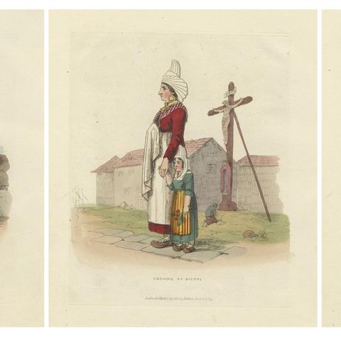 French Costumes and Trades, 3 Finely Coloured Prints by R. Bridgens, 1835, close-up 4