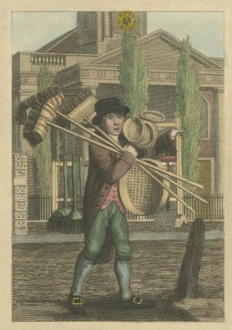 Hair Brooms, Shoreditch Church, Cries of London, 1804, close-up 1