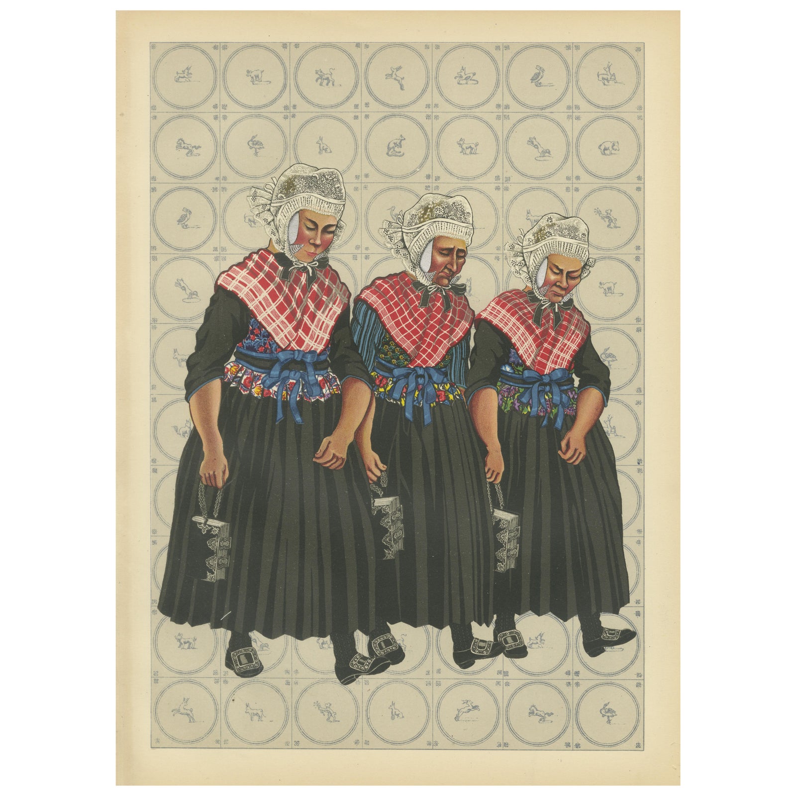 Traditional Dutch Costume Print - Staphorst and Rouveen, circa 1930s