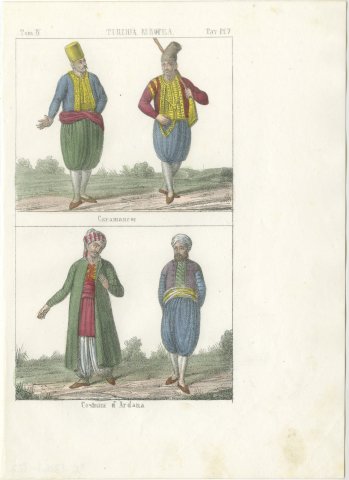 Men of Karaman and Costume of Ardana, Hand Colored Lithograph, 1842, view 2