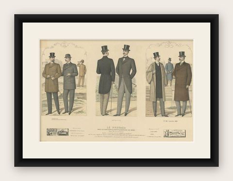 Original Hand-Colored Antique Fashion Print, Published in September, 1898, shown framed