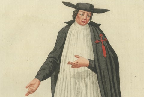 Cleric of the Order of Saint James in Spain in Ordinary Dress, 1791 Engraving, close-up 2