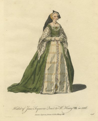Habit of Jane Seymour, Queen to Henry VIII in 1536, Jefferys Plate, 1757